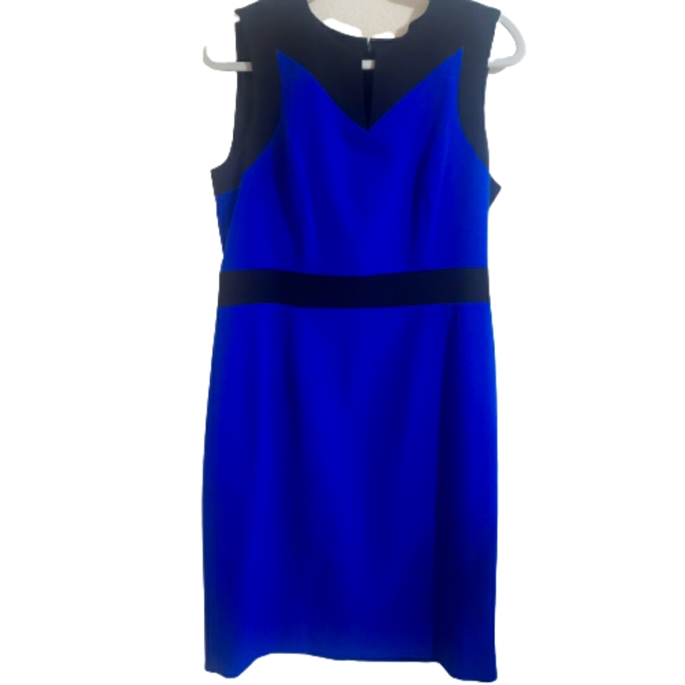 Nine West Sleeveless Lined Blue and Black Dress Size 10
